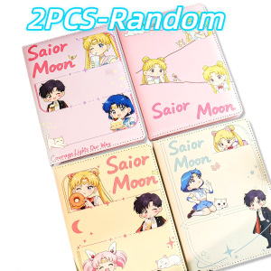 Bandai | A5 Cute Sailor Moon PU Leather Notebook Full Color Lined Diary Journal Cartoon Student Writing Notepad Office School Stationery
