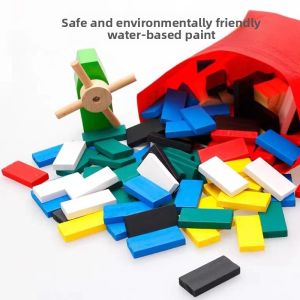 MONLEYTA | Dominoes Educational Toys For Boys And Girls Competition Special Assembly Wooden Blocks Intelligence Enhancement Children Games