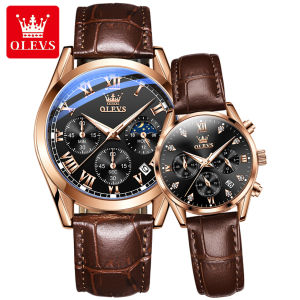 OLEVS Couple Watch For Boyfriend And Girlfriend 2024 Luxury Water Proof Multifunction Dial Couple Watch 100% Original import Quartz Movement Sapphire Glass Mirror Dial couple watch For Men And Women - The Best Gift To Lover