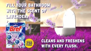 Bref Lavender Field Power - เบรฟ พาวเวอร์แอคทีฟ ลาเวนเดอร์ ทำความสะอาดชักโครก 50กรัม X2 ชิ้น