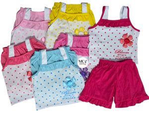 3Pairs Ruffled Short And Sleeveless Top Set For Baby Girl 3-8 Months Old in Adorable Solid Colors