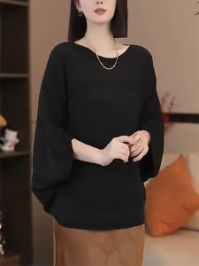 QINGNAER | Soft Oversized Batwing Sweater for Women