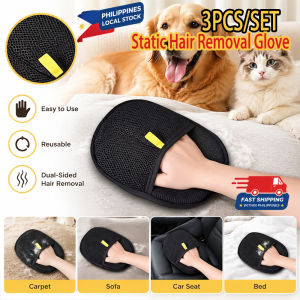 PH (Philippines Stock) Pet Fur Removal Glove Electrostatic Hair Removal Reusable Carpet Dust Sticky Dual-Way Static Brush Dog & Cat Fur Remover