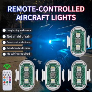 KEVANLY | 1/2/4/8Pcs/Sets Motorcycle LED RGB Led Strobe Lights With Wireless Remote Control Aircraft Airplane Decorative Warning Lights