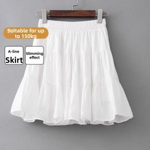 YINLIANHU | Plus Size Black Pleated Skirt Short Puff Skirt