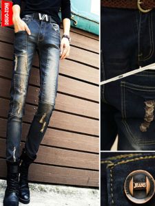 Slim Fit Mens Denim Jeans Autumn Winter New Style Casual Hole Personality Trendy Long Pants Straight Leg Jeans for Youth