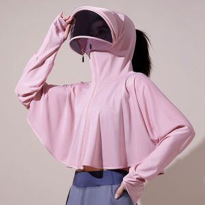 Ice Silk Sun Protection Clothing Womens 2024 New Arrival Summer UV-Proof Breathable Outdoor Cycling Sun-Protective Clothing Hooded Shawl