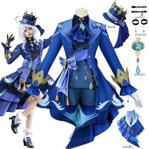 Woikmoe Furina คอสเพลย์เครื่องแต่งกาย Furina คอสเพลย์ชุดเครื่องแบบชุดเต็มชุดฮาโลวีนผู้หญิงเครื่องแต่งกายกับหมวก