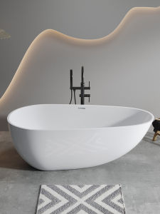 Independent Style PMMA High Molecular Artificial Stone Bathtub Hotel Homestay Egg Shape Water Drop Design Bathroom Sink