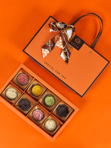 Mid-Autumn Festival Moon Cake Packaging Box High-End 6 Tablets 8 Tablets Egg Yolk Crisp Boxes Satchel Empty Gift Box Baking Orange Paper Box Large