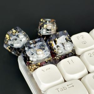 1 Chiếc Handmade Tùy Chỉnh Nhựa Ngọc Trai Keycap Viền Vàng Hồ Sơ Cho Bàn Phím Chơi Game Trong Suốt Cá Tính MX Trục Keycap