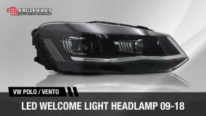 VOLKSWAGEN POLO VENTO 2009-2018 PROJECTOR LED HI-LO BEAM SEQUENTIAL SIGNAL WELCOME LIGHT DRL HEADLAMP