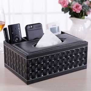 Multifunctional Tissue Box with Remote Control Storage Custom Logo