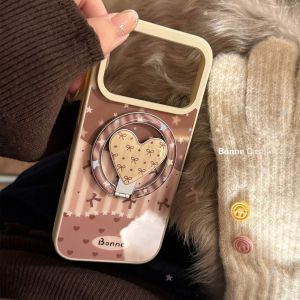 Potdemiel | Korean Splicing Fold Bowknot Stars Love Heart Magnetic Bracket Phone Case for iPhone 17 Air 16 15 14 13 Pro Max Shockproof Cover