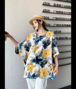 C3  เสื้อเเขนสั้นคอกลม ใส่สงกรานต์ Oversize (อก 60 นิ้ว) ผ้าไหมอิตาลี พิมลาย ผ้าลื่น ผ้าบางเบา ใส่เย็นสบาย เหมาะกับอากาสร้อน สินค้าพร้อมส่งในไทย