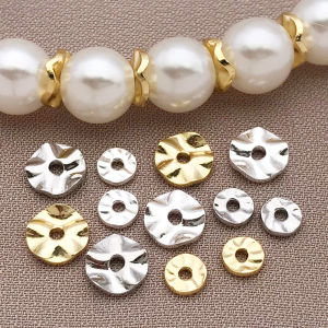 Mix 15pcs 18K copper plated real golden thick silvery white golden wave spacing beads DIY jewelry making accessories