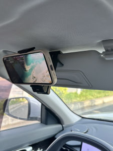 Car Resting Lazy Phone Holder Sun Visor Makeup Mirror Portable Mini Multifunctional Car Accessories Modern Style Universal Fit