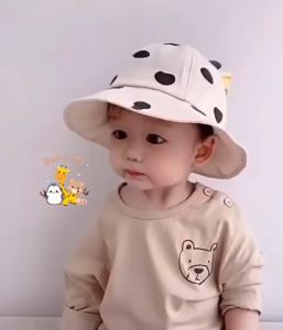 Baby Hat Fisherman Hat Cute Milk Cow Sun Hat Children Hat Topi Kanak Kanak Comel Lembu Tenusu 宝宝渔夫帽可爱奶牛太阳帽