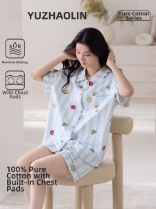 Yuzhaolin | Cotton Sleepwear Set Short Sleeve Shorts