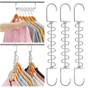 YESPERY Multifunctional Space Saving Metal Hangers with Magic Hook Link Clothing Wardrobe Organize Hanger Holder