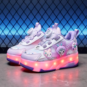 KUOBURENSHENG | Cartoon Style Luminescent Swivel Button Detachable Dual-use Roller Skates