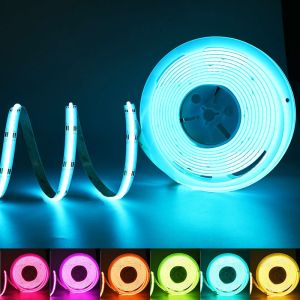RGB COB LED Strip 576 LEDs/m High Density Flexible Dimmable FCOB Led Tape Lights Colorful Rope Lighting DC12V 24V