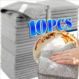 10Pcs Microfiber Dishwashing Cloth Thickened Super Absorbent Dishcloth Anti-grease Easy Cleaning Kitchen Rags 25cm
