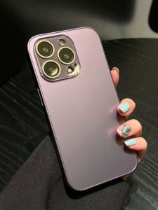 Mens Apple 13Promax Phone Case Frosted Protection Lens Cover Couples Non Slip Finger Print Free Acrylic Back Cover for iPhone