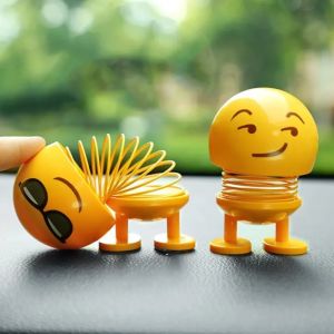 Car Interior Consoles Ornaments Cute Shaking Spring Decoration Funny Emoji Doll
