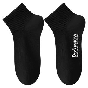 MiiOW | ถุงเท้ากีฬาผู้ชาย Catman ระบายอากาศได้ดี ทรงบาง ดูดซับเหงื่อ ทนทาน ถุงเท้าสั้นสีดำ ทรงสปอร์ต สำหรับฤดูร้อน