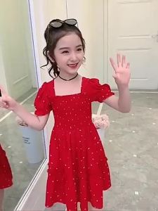 Gaun Kasual Motif Bunga & Gaun Putri Musim Panas untuk Anak Perempuan