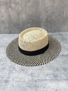 Casual High Top Straw Hat Womens Summer Beach Sun Protection Wide Brim Holiday Outing Casual Style Color Block Straw Cap