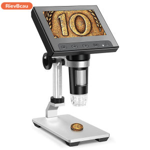 RIEVBCAU Digital Microscope 4.3 USB 1000X Magnification 1080P   HD Electronic Microscope for Repair Soldering with 8 LEDS