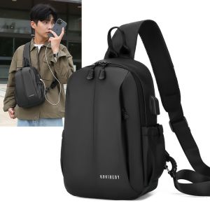 กระเป๋าคาดหน้าอกแบบสะพายข้างสำหรับผู้ชาย ความจุขนาดใหญ่ กระเป๋าเป้สะพายหลังแบบลำลอง กระเป๋าเดินทาง กระเป๋าใส่คอมพิวเตอร์ขนาด 8 นิ้ว