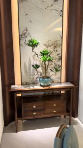 Modern Minimalist Luxury Rock Panel Wooden Entrance Table New Chinese Style Solid Wood Hallway Decorative Case Study Table