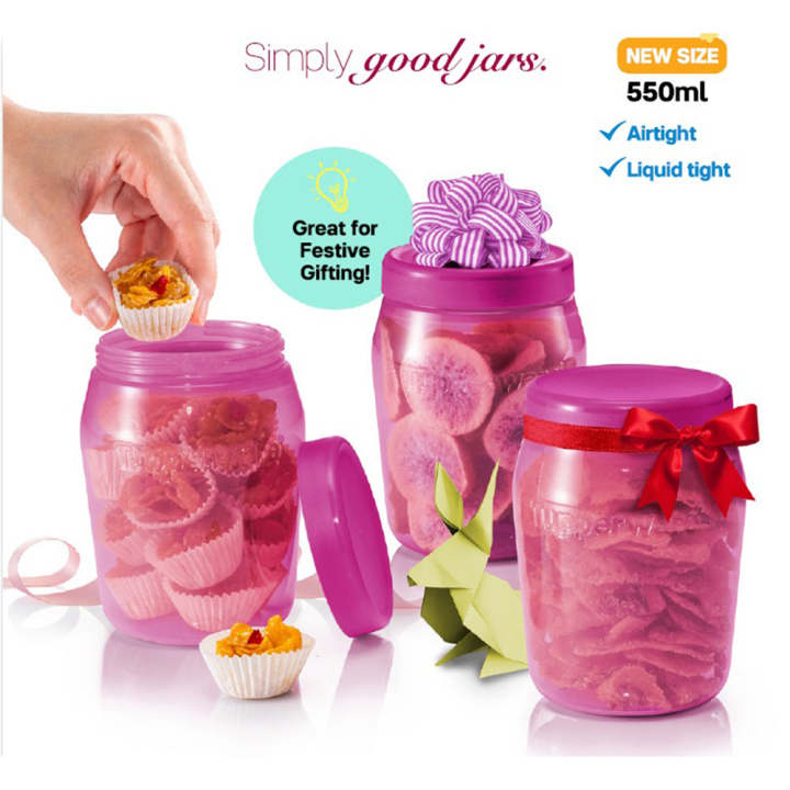Tupperware Universal Jar (6) 550ml 550Ml Stackable Container Pink