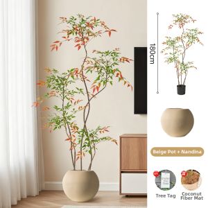 LIANYOU | High-end Realistic Artificial Plant Red Leaf Nandina