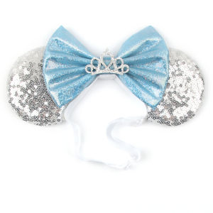 2026 Disney 3.3"Minnie Mickey Ear Elastic Headbands Newborn Fashion Glitter Adjusted Hairband Baby DIY Hair Accessories