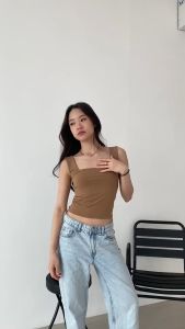 KAYSER EVE TANK top crop double layer Warna ungu muda