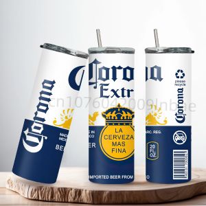 20oz Keep Hot or Cold Corona Tumblers Cup With Lid and straw Mexican Creative Extra Beer Can Stainless Steel Vacuum Water Bottle