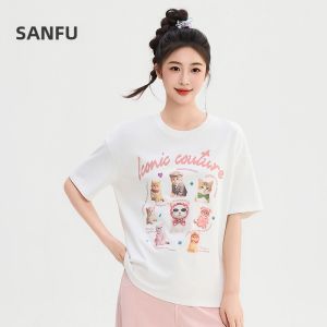 SANFU | Cute Cat Print Loose Casual T-Shirt