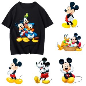 2PCS Disney Animation Mickey Mouse Pattern Heat Transfer Stickers Clothing Patch Washable Vinyl Stickers Fusible Patch