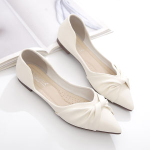 Soft Leather Flat Shoes Womens Spring Autumn Summer Versatile Low Cut Bean Bean Shoes Soft Sole Pointed Toe Flat Heel Fashionable