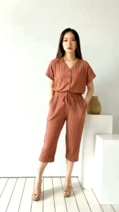 Setelan Wanita Estella Knit Button One Set Polos JUMBO M-L-XL-XXL Rib Setelan Knit Import Premium One Set Premium Busui Friendly Setelan baju dan celana 7/8 Korean Style Setcel Terbaru 2025 stelann wanita kekinian 2025