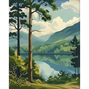 Acrylic Paint By Numbers Mountain River Landscape Painting By Numbers on Canvas Coloring By Number for Adults Paint Digital Art