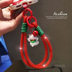 ZHENGEGE | Lucky Cat Bell Full Diamond Lightweight Luxury Phone Lanyard