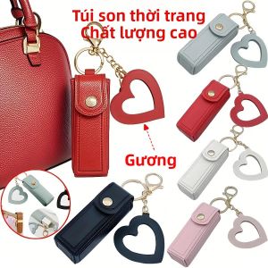 Túi Đựng Son Mini Hình Trái Tim Nhiều Màu Sắc Chất Liệu PU Thời Trang Nhỏ Gọn Tiện Dụng Để Đựng Đồ Trang Điểm