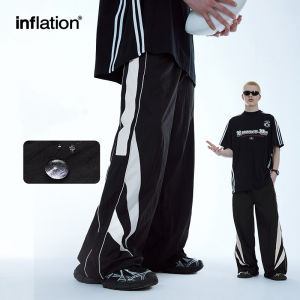 INFLATION brand Mens Youth 2024 Summer New Product Pioneer Sports Splitting Wide Leg Pants Fashion Trendy Brand Anti Splashing Casual Pants