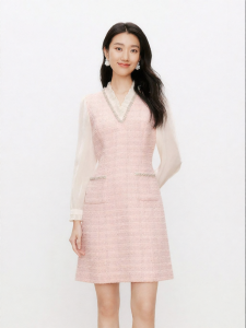 Koradior | Elegant Slim Wool Womens Dress
