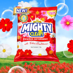 3 KILOS Mighty Clean Detergent Powder Premium Petal Bloom - Powder (RED) - SET 3 KILOS (1 KILO X 3 POUCHES)